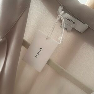 Vince Light Grey/Taupe Satin Top